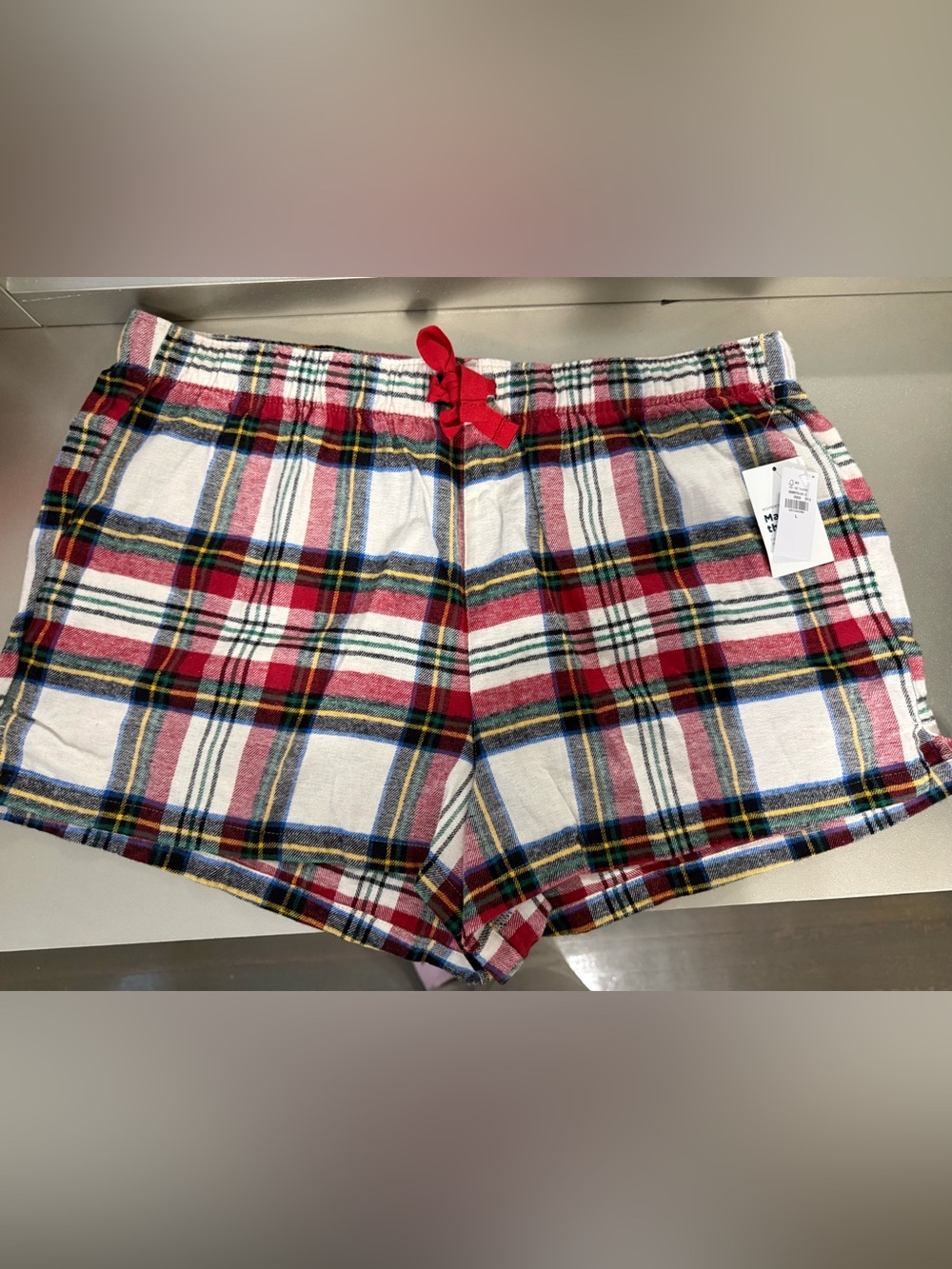 Old Navy Red Plaid Cotton Lounge Shorts